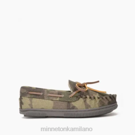 Minnetonka Italia - Minnetonka Hardsole foderato in pila Stampa mimetica verde bambini 8B28499 calzature