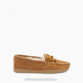 Minnetonka Italia - Minnetonka MOC hardsole di pelle di pecora Tanna d'oro donne 8B28220 calzature
