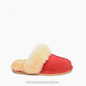 Minnetonka Italia - Minnetonka Slide di pelle di pecora rosso donne 8B28238 calzature