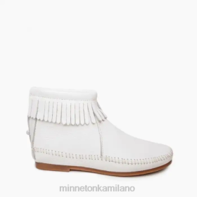 Minnetonka Italia - Minnetonka stivale a cerniera con zip posteriore in pelle bianco donne 8B2846 calzature