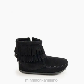 Minnetonka Italia - Minnetonka stivale con zip a doppia frangia nero bambini 8B28463 calzature