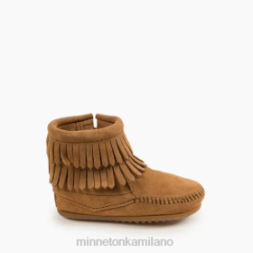 Minnetonka Italia - Minnetonka stivale con zip a doppia frangia taupe bambini 8B28466 calzature