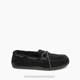 Minnetonka Scarpe - Minnetonka MOC hardsole di pelle di pecora nero uomini 8B28401 calzature