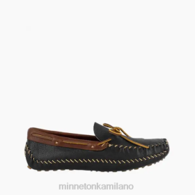 Minnetonka Scarpe - Minnetonka P.W. MOC di guida nero con colletto marrone uomini 8B28383 calzature