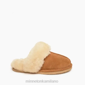 Minnetonka Scarpe - Minnetonka Slide di pelle di pecora Tanna d'oro donne 8B28236 calzature
