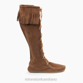 Minnetonka Scarpe - Minnetonka Stivale alto in ginocchio in pizzo anteriore marrone polveroso donne 8B2826 calzature