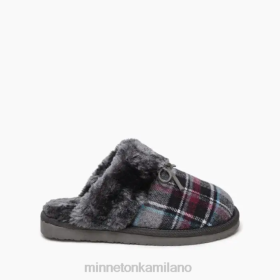 Minnetonka Stivali - Minnetonka Flurry Scuff Plaid autunno grigio donne 8B28306 calzature
