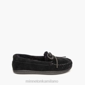 Minnetonka Stivali - Minnetonka MOC hardsole di pelle di pecora nero donne 8B28219 calzature