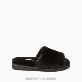 Minnetonka Stivali - Minnetonka Slide aperta in pelle di pecora nero donne 8B28258 calzature