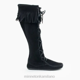 Minnetonka Stivali - Minnetonka Stivale alto in ginocchio in pizzo anteriore nero donne 8B2824 calzature
