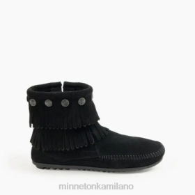 Minnetonka Stivali - Minnetonka stivale con zip a doppia frangia nero donne 8B2821 calzature